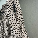 ZARA Draped Polka Dot Mini Short Dress Puff Sleeve Neutral Black Size XS Photo 3