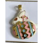 Vintage Bergdorf Goodman Enamel Bunny Easter Egg Pendant Goldtone 1995 BG Photo 3