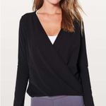 Lululemon Full Freedom Long Sleeve Black Women’s Size 12 Wrap Top Cross Front Photo 0