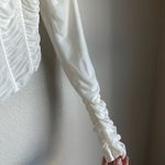 Tic Toc Chic White Ruched Long Sleeve Crop Top Photo 2