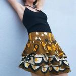 ZARA Tiered Ruffle Mini Skirt, Size Small, Brown/Gold/White/Black, NWT Photo 0