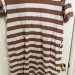 Pact  Brown Striped 100% Organic Cotton Flowy Tshirt Dress Photo 2