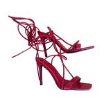 Boohoo - Wrap Up Square Toe Heels in Red Photo 1