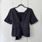 Nike  Studio Yoga Training Tie Front V Back Short Sleeve Top - Black - S Photo 4