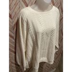 Adrianna Papell Sweatshirt Sweater Pattern 1X Women's White Top Crewneck Long Photo 2