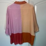 Anthropologie CELANDINE Colorblock Linen Button Up Shirt Womens M Orange Pink Photo 5
