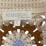 Rebellion Crochet square cream , light blue & brown Vest with Floral Pattern top Photo 4