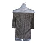 BeachLunchLounge Grey Striped Off-Shoulder Blouse Size Medium Photo 5