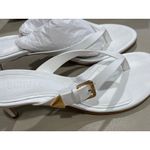 Schutz Ethel Sandals in White Leather 7.5 Womens High Heels Slides Thong Photo 9