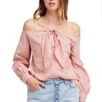 Free People  hello there beautiful striped off shoulder blouse Photo 3