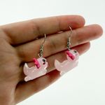 Cute Axolotl Earrings, Kawaii Axolotl, Cute Earrings, Novelty Earrings Pink Photo 3