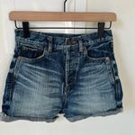 Saint Laurent YSL Mid Rise Cutoff Fray Denim Shorts Photo 0
