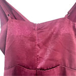 Lulus Burgundy Satin Maxi Dress Size XS NWT Wedding Pom Concert Party Pom Red Photo 6