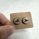 3 Pack Wooden Engraved Stud Earrings Brown Photo 3