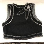 RARE Y2K Gothic Grunge Punk Rock Black Grey Sleeveless Denim Jean Vest Jacket Shirt Top Frayed Distressed Hem V Photo 6