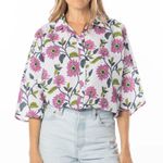 Bindu Floral Casey Blouse in Gerbera Magenta XS White Photo 0