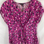 Nic+Zoe Cool Cat Printed V Neck Short Sleeve Blouse Size Large Photo 0