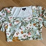 Lucy Paris New Gathered Crop Top Floral Blouse Sleeves Ruffle size L Coquette Photo 5