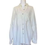 POL White Star High Low Oversized Cotton Shacket Jacket Womens Size Small Medium Photo 0