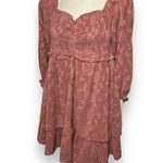 Pink Lily | Textured Floral Long Sleeve Cinched Bust Smocked Mini Tiered Dress L Photo 18