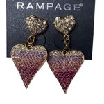 Rampage Rhinestone Heart Ombré Pink Purple Silver Earrings Brand New Valentines Photo 1