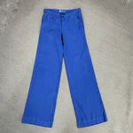 Anthropologie Level 99  Linen Blend Flare Leg Chino Pants Blue Size 26 Trouser Photo 6