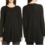Eileen Fisher Tencel Round Neck Tunic Top Sweater Black XS NWT Photo 1