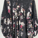 POL Women's Size Medium Floral Lace Details Boho Balloon Sleeve Black Mini Dress Photo 9