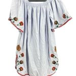 ZARA  Trafaluc Mini Dress Embroidered Boho Light Blue Peasant Style XS Photo 2