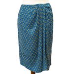 Vintage Skirt Top Set Silk Medium Petite 2 piece Cocktail Party PM 12P 80s 40s Blue Photo 4