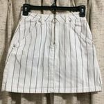 Topshop Tall Moto Pinstripe O-Ring Zip Denim Skirt Photo 0
