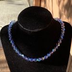 Handcrafted sparkly necklace with round Swarovski crystal beads Silver Photo 2