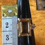 Emerald Cut Brazilian Citrine White Topaz Sterling Silver Ring Gold Photo 7