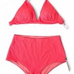 Victoria's Secret NWT Victoria’s Secret Push-Up Halter Bikini Set w/ Boyshort Bottoms Coral Sz M Photo 0