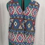(Actual) Vintage J. Jill Western Geometric Print Vest Blue Size L Photo 0