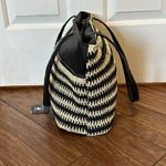 Beverly Hills Polo Club ‎ Tan & Black Woven Straw Faux Leather Tote Boho Beach Photo 14