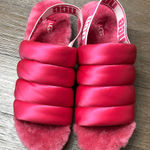 UGG ‎ Women's Pink Puff Yeah Wedge Sandals Sheepskin fur lined Size 8 Photo 0
