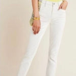 Paige  Hoxton ankle white raw hem mid rise skinny jeans 27 Photo 0