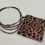 Attitudes by Renee Layered Necklace Black Leather Cords Gold Gunmetal Photo 5