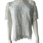 BB Dakota  Women's White Off Shoulder Boho Floral Intricate Crochet Lace Top S Photo 0