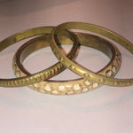 Brass Tone Off White Inlaid Retro Boho Bangle Bracelets Photo 0