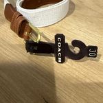 Coach Vintage Genuine Leather & Linen Belt Size 38/95 cm Style 3815 Tan Brass Photo 1