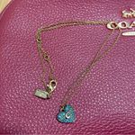 NWT Gold-Tone Blue Heart Coach "C" Pendant with 16" Chain/Necklace Photo 3