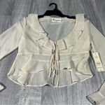 No Boundaries  Ivory Ruffle Tie-Front Crop Top  Blouse; Medium, NEW Photo 1