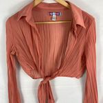 Urban Outfitters Rachel Plisse Crinkle Tie Front Crop Top Size Small Photo 3