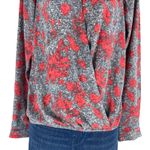 Yoana Baraschi  Printed Faux Wrap Top Blouse Long Sleeve Gray Red Size S/M Photo 3