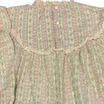 VINTAGE Lanz of Salzburg Cottagecore Nightgown XS Prairie Floral Striped Ruffle Blue Photo 5