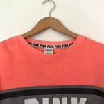 PINK - Victoria's Secret PINK VS VICTORIAS SECRET Neon Coral Orange PINK Stripe Crewneck Sweatshirt Small Photo 4