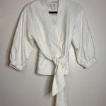 Trina Turk  White Wrap Blazer Jacket Belted Kimono Sleeve Size 6 Photo 0