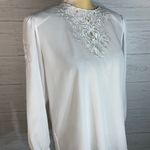 The Great Christie & Jill Sz 8P White Puff Sleeve Top Cottagecore Embroidery Modest Vtg Photo 7
